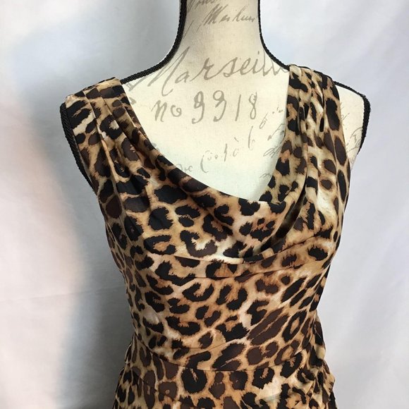 Express-Draped neckline Cheetah Dress - Picture 2 of 11